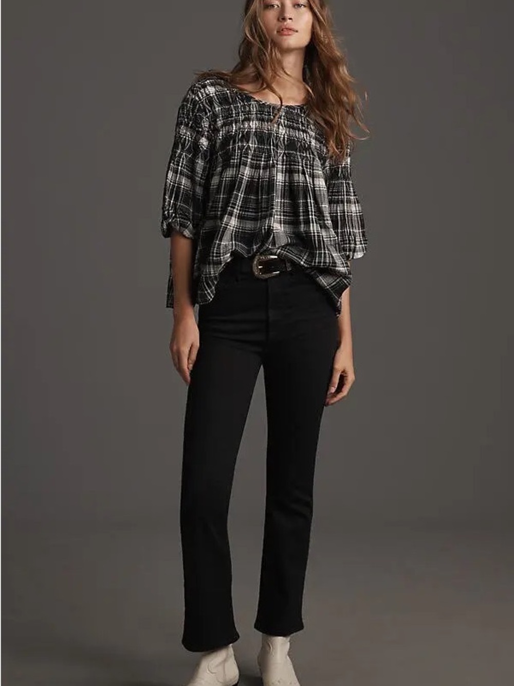 The Rory Puff-Sleeve Smocked Blouse by Pilcro